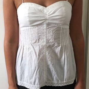 american eagle white linen strap tank